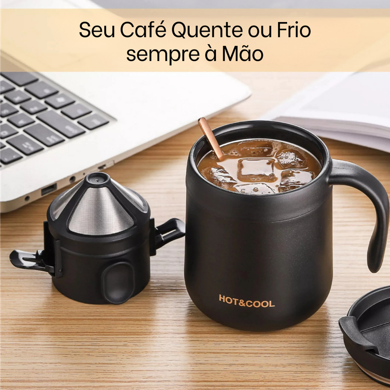 Mini Cafeteira Portátil com Caneca Térmica 2 em 1